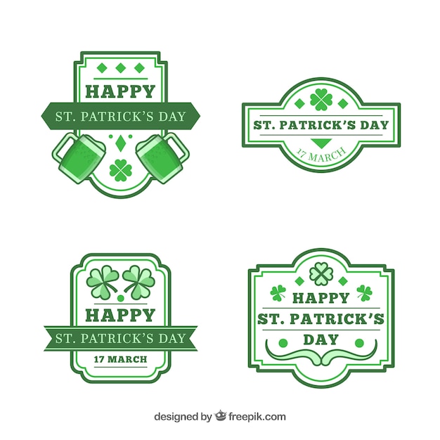 Vector gratuito colección de etiquetas e insignias de san patricio