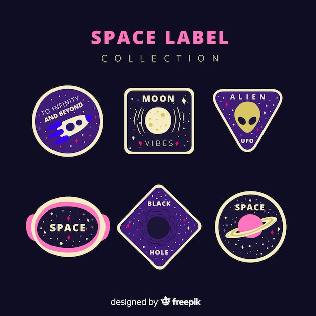 Colección de etiquetas del espacio