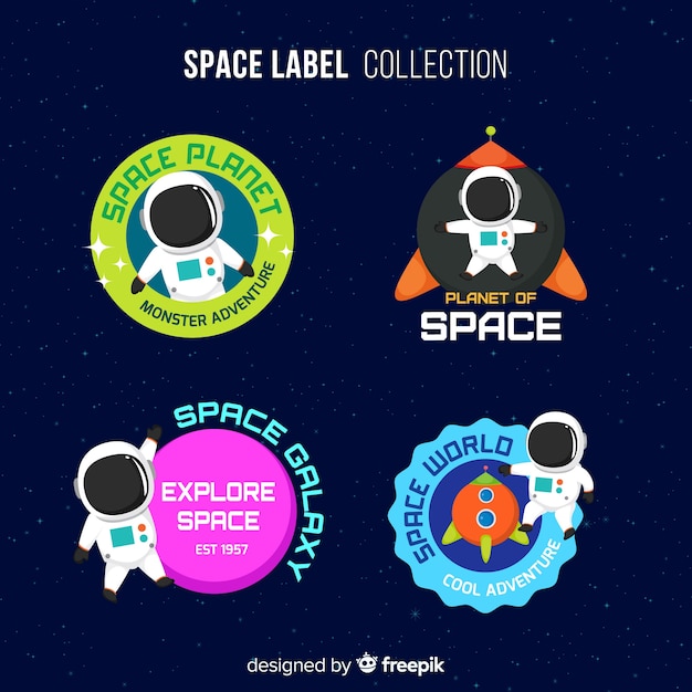 Vector gratuito colección de etiquetas de espacio