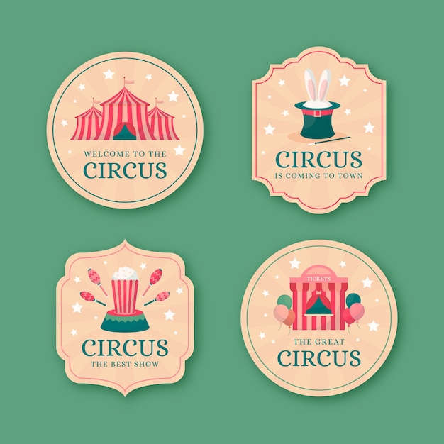 Vector gratuito colección de etiquetas de espectáculos de circo