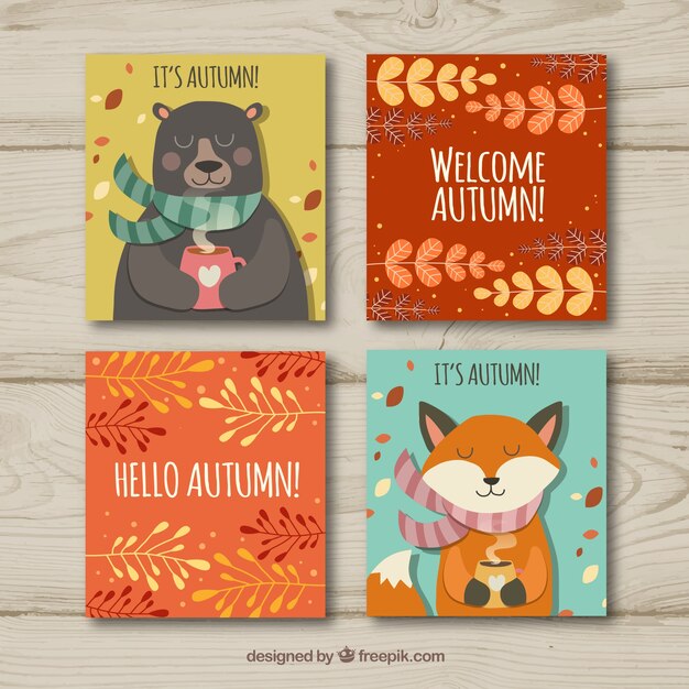 Colección de etiquetas de felicitación de otoño