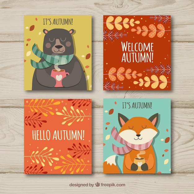 Colección de etiquetas de felicitación de otoño