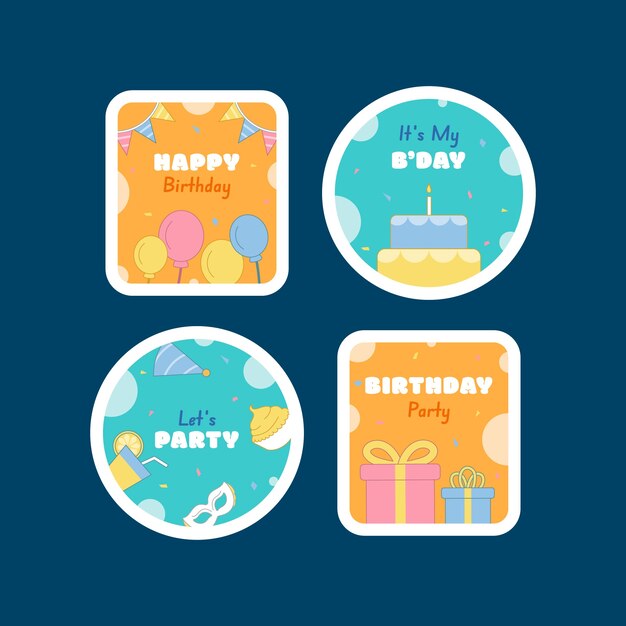 Colección de etiquetas para fiestas de cumpleaños infantiles