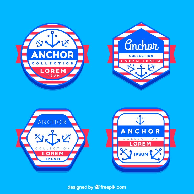 Vector gratuito colección de etiquetas flat de anclas
