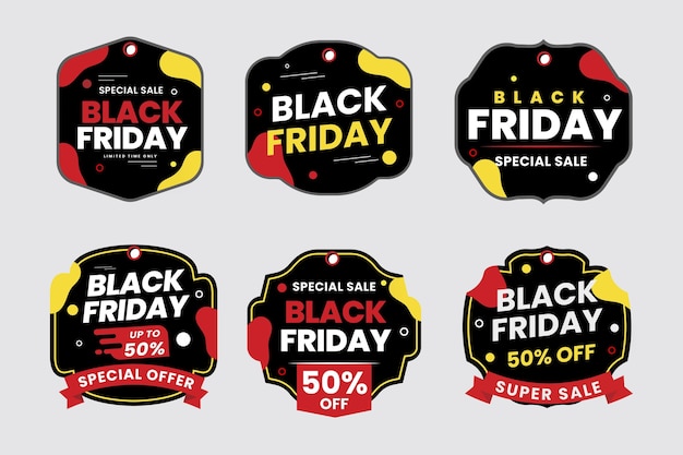 Vector gratuito colección etiquetas flat black friday