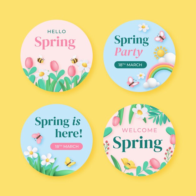 Colección de etiquetas florales para la celebración de la primavera