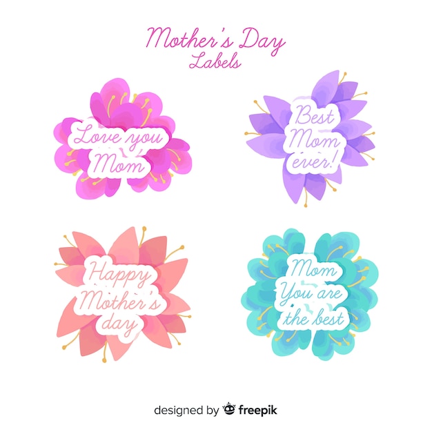 Colección etiquetas florales día de la madre