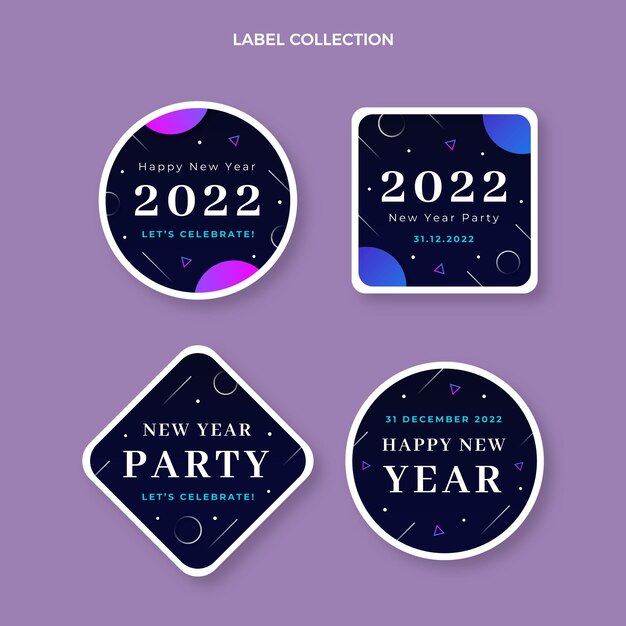 Colección de etiquetas gradiente de año nuevo