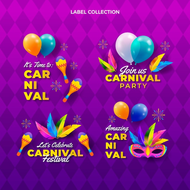 Vector gratuito colección de etiquetas gradiente de carnaval
