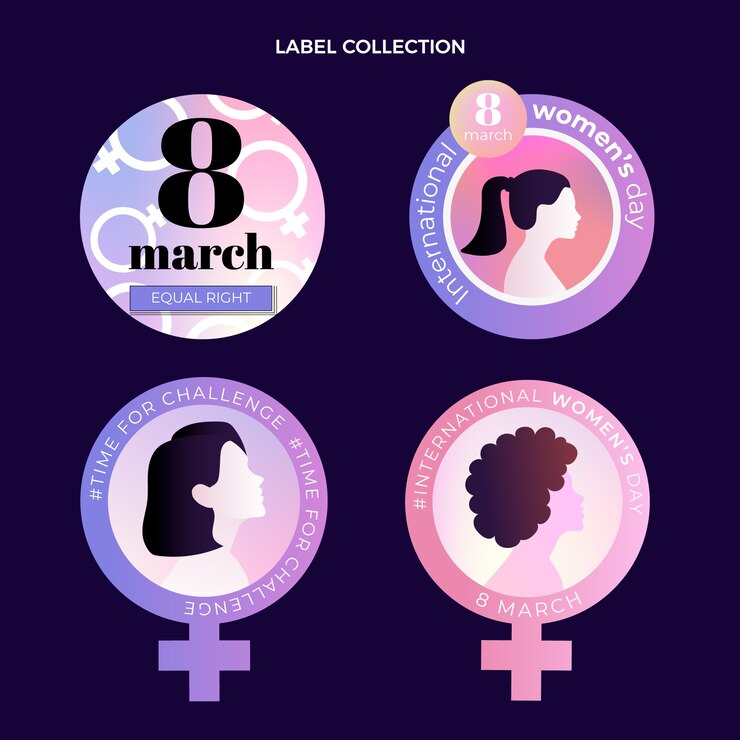 Vector gratuito colección de etiquetas gradiente del día internacional de la mujer.
