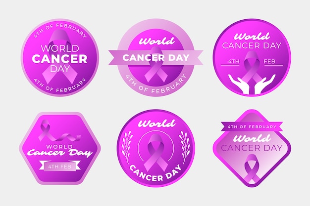 Vector gratuito colección de etiquetas gradiente del día mundial del cáncer