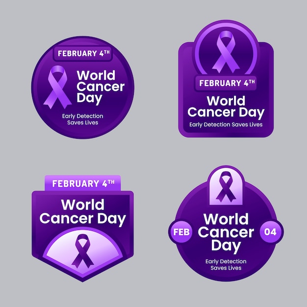 Colección de etiquetas gradiente del día mundial del cáncer