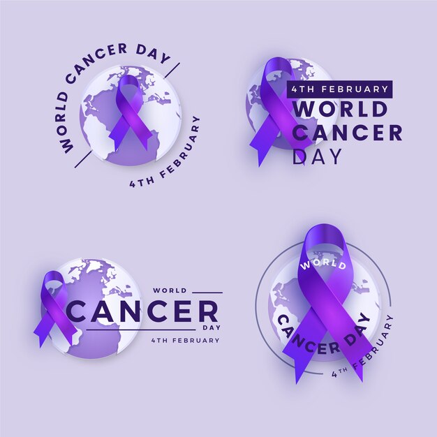 Vector gratuito colección de etiquetas gradiente del día mundial del cáncer