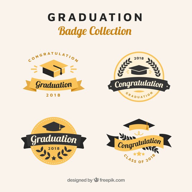 Colección de etiquetas de graduación doradas