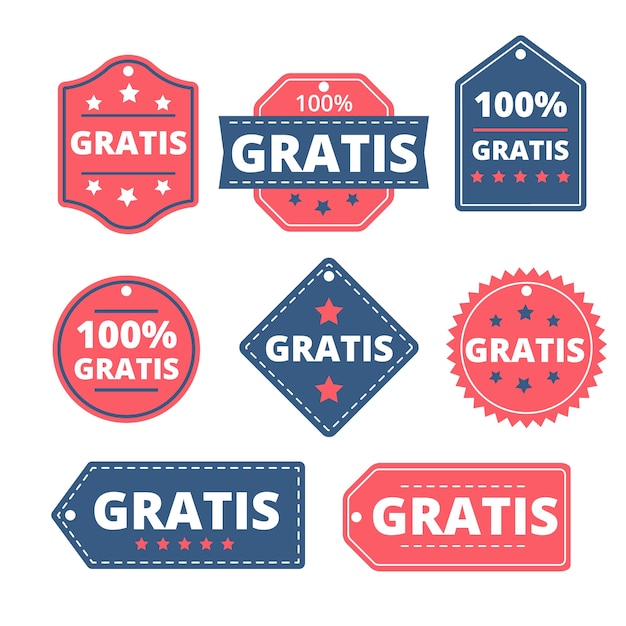 Vector gratuito colección de etiquetas gratis de diseño plano