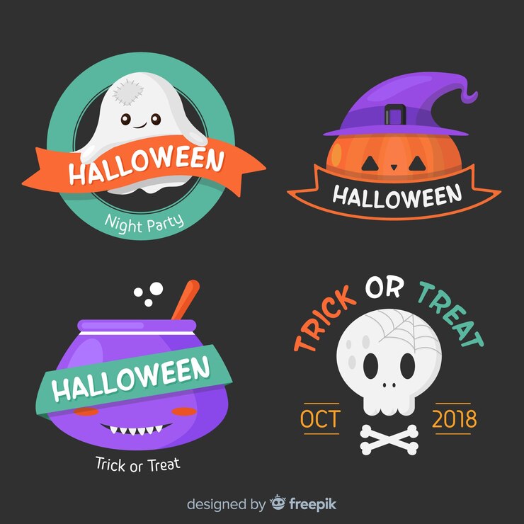 Vector gratuito colección de etiquetas de halloween en diseño plano