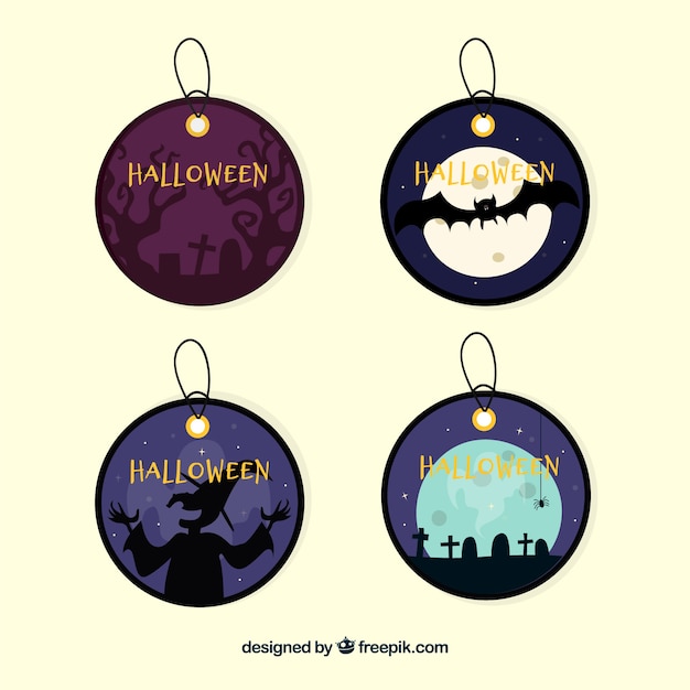 Vector gratuito colección de etiquetas de halloween en diseño plano