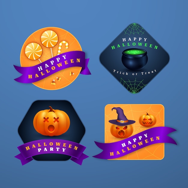 Vector gratuito colección de etiquetas de halloween realistas