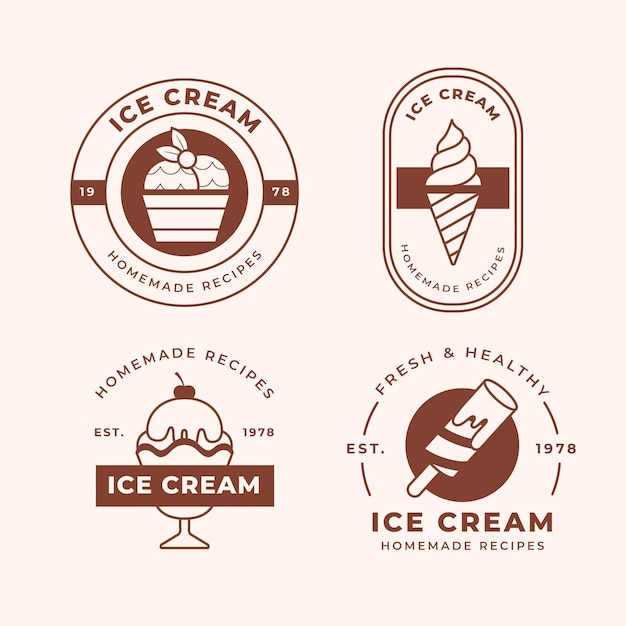 Vector gratuito colección de etiquetas de helado planas