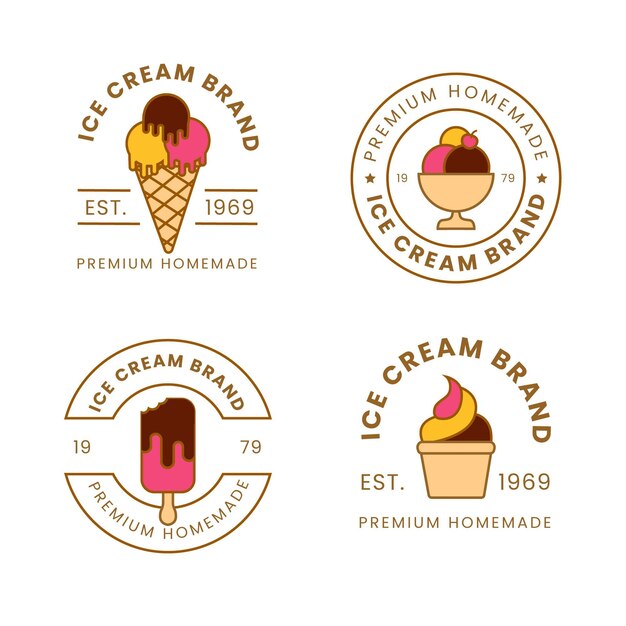 Colección de etiquetas de helado planas