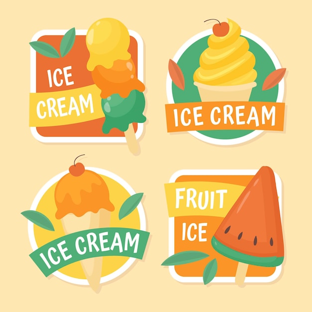 Vector gratuito colección de etiquetas de helado