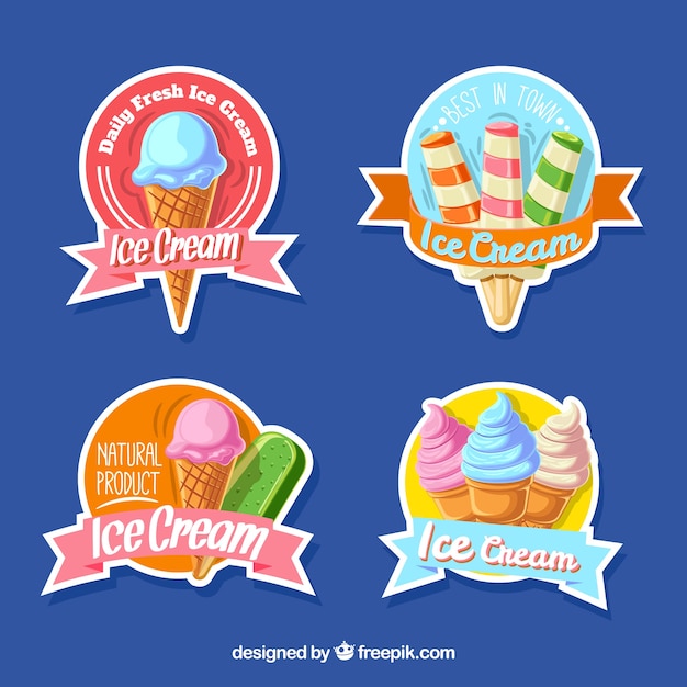 Vector gratuito colección de etiquetas de helados de colores