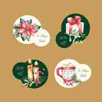 Vector gratuito colección de etiquetas/insignias para la celebración de la temporada navideña.