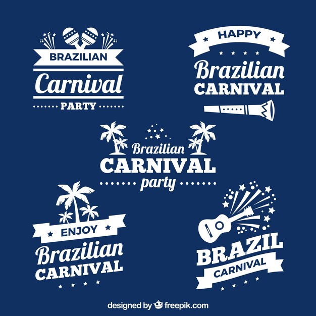 Colección de etiquetas/insignias planas de carnaval brasileño
