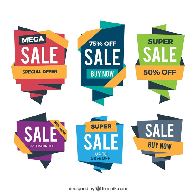 Colección de etiquetas/insignias planas de venta