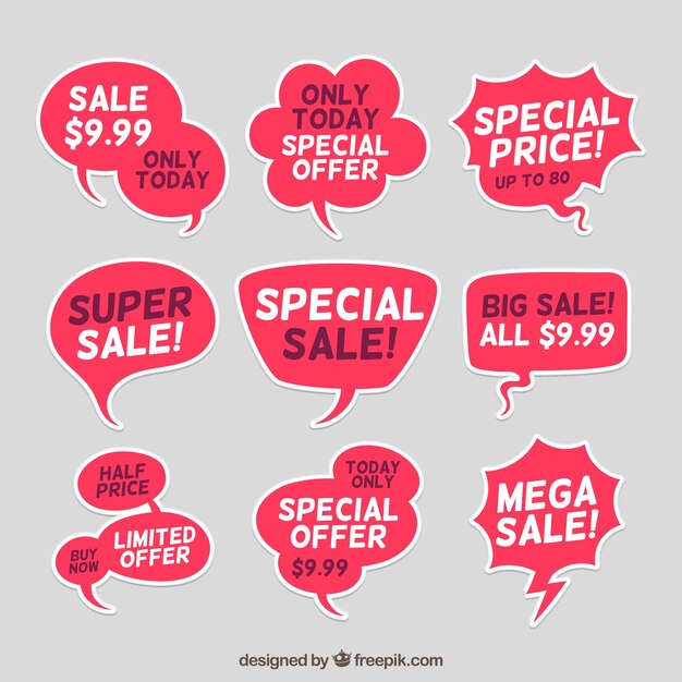 Colección de etiquetas/insignias planas de venta