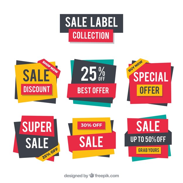 Colección de etiquetas/insignias de venta planas