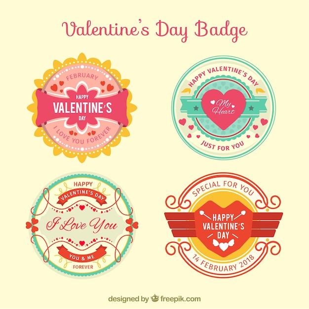 Vector gratuito colección de etiquetas/insignias vintage de san valentín