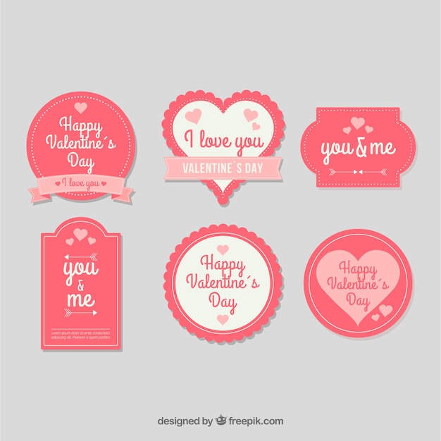 Vector gratuito colección de etiquetas/insignias vintage de san valentín