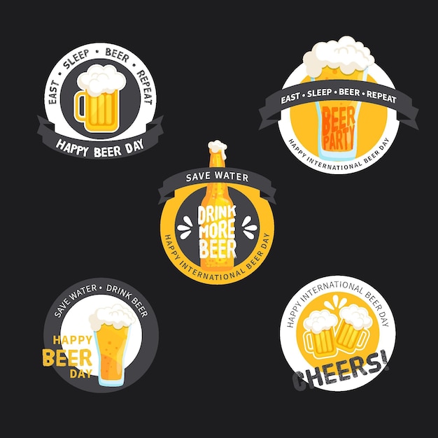 Vector gratuito colección de etiquetas internacionales del día de la cerveza.