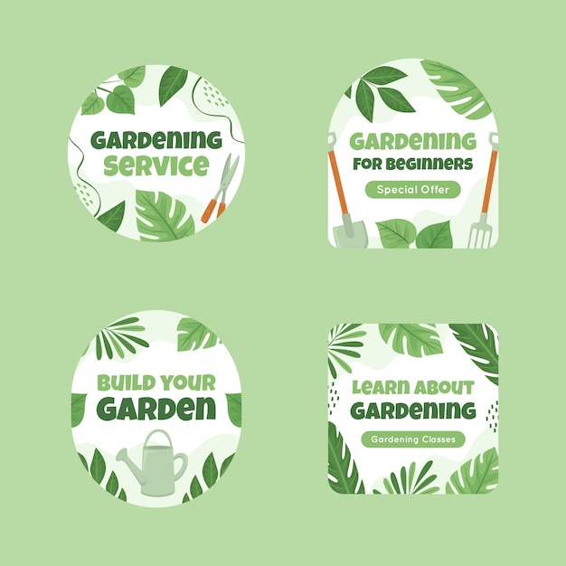 Vector gratuito colección de etiquetas de jardinería y cultivo.