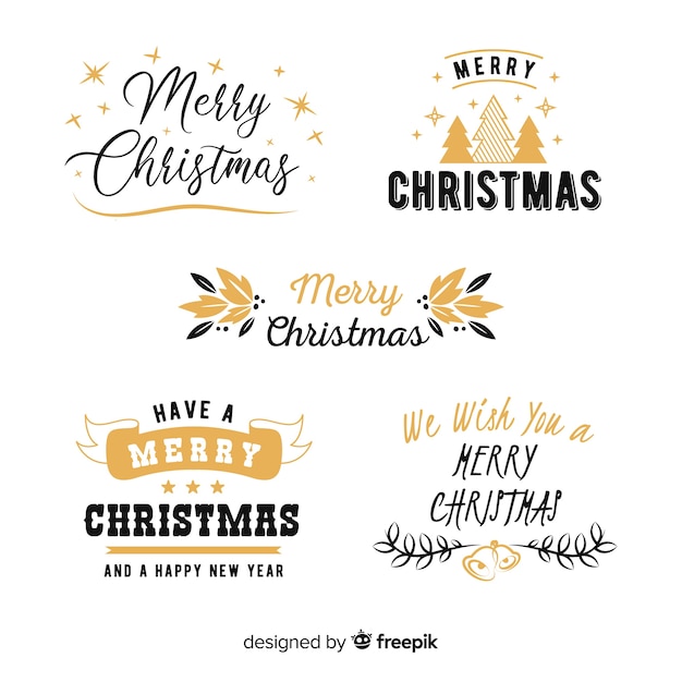 Colección de etiquetas de letras navideñas