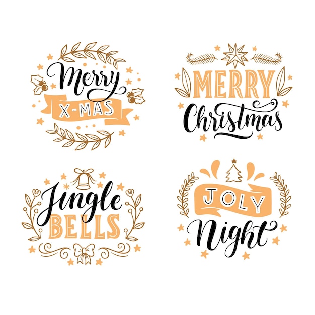 Vector gratuito colección de etiquetas de letras navideñas