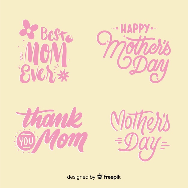 Colección etiquetas lettering día de la madre