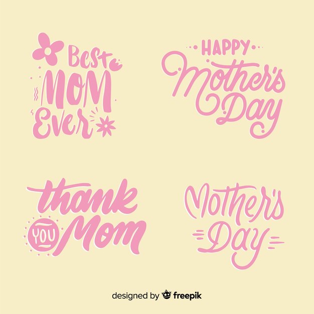 Colección etiquetas lettering día de la madre