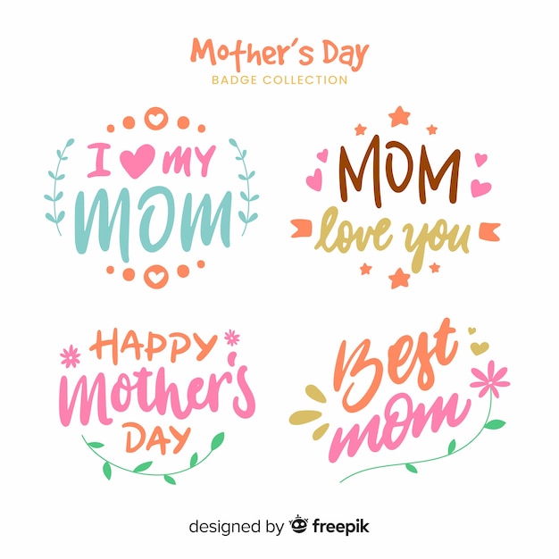 Vector gratuito colección etiquetas lettering día de la madre