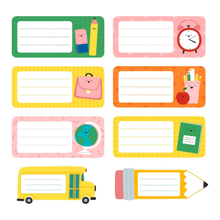 Vector gratuito colección de etiquetas de libretas dibujadas a mano