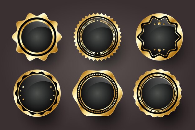 Colección de etiquetas de lujo dorado degradado
