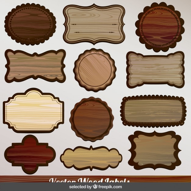 Vector gratuito colección de etiquetas de madera