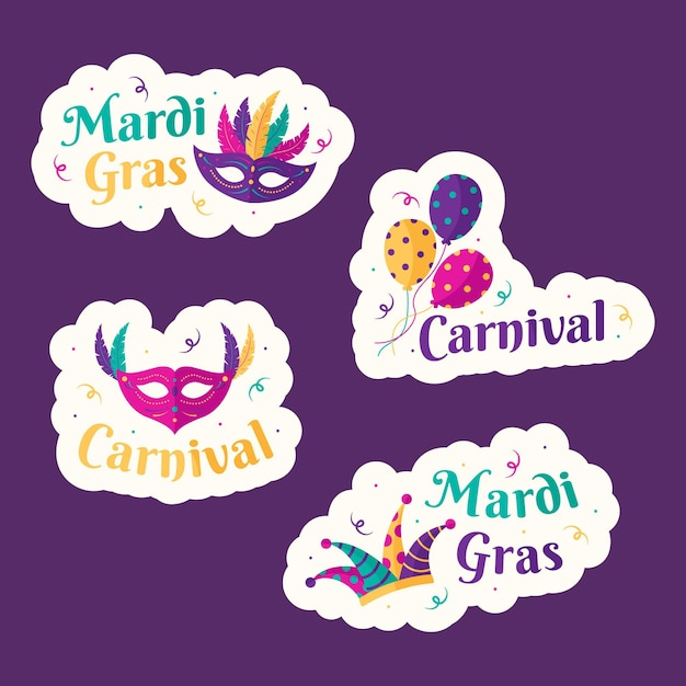 Colección de etiquetas de mardi gras