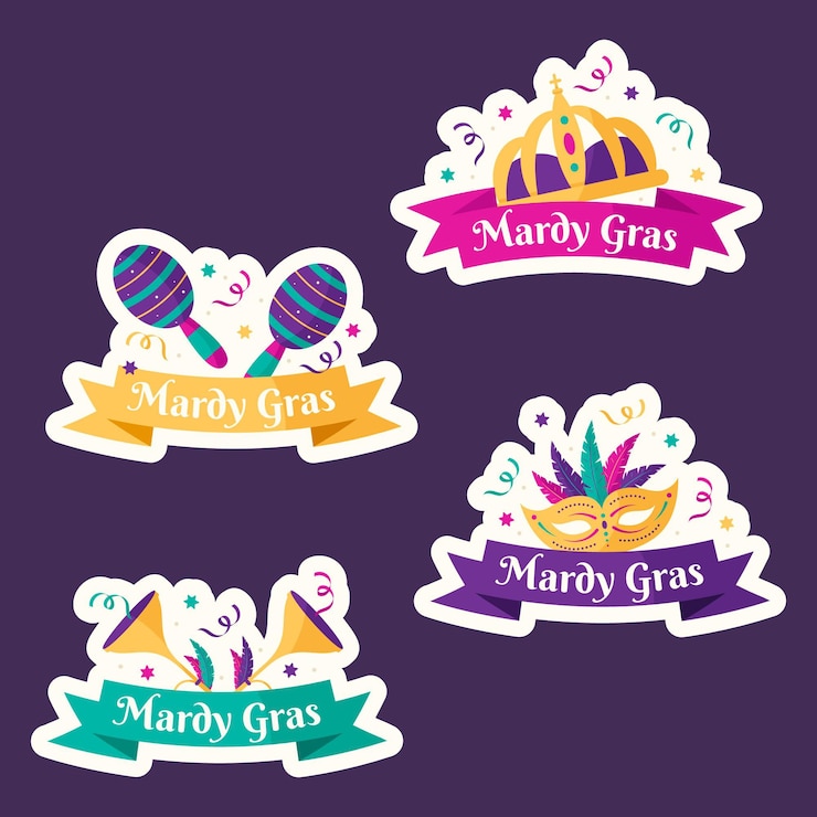 Vector gratuito colección de etiquetas de mardi gras