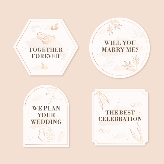 Vector gratuito colección de etiquetas de matrimonio y boda