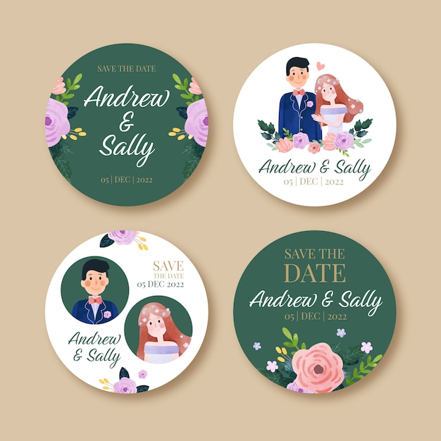 Vector gratuito colección de etiquetas de matrimonio y boda