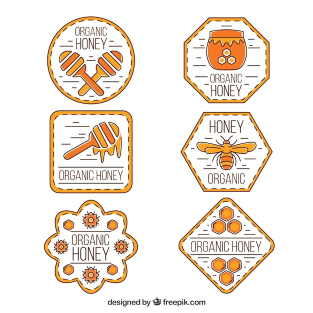 Colección de etiquetas de miel