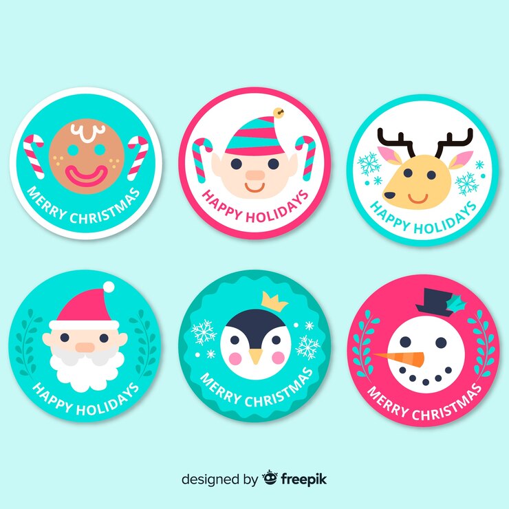 Vector gratuito colección de etiquetas de navidad bonitas