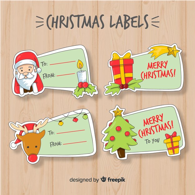 Colección de etiquetas de navidad bonitas